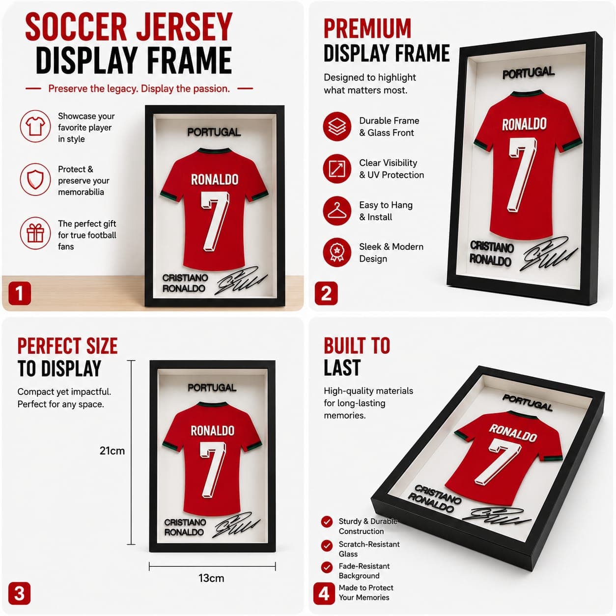 Cristiano Ronaldo Jersey Display Frame